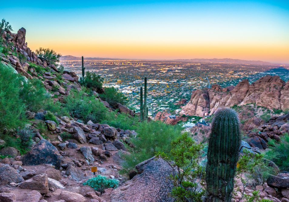 Colorful,Sunrise,On,Camelback,Mountain,In,Phoenix,,Arizona